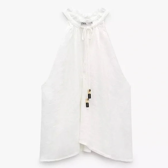 Zara Frayed Linen Top - Picture 3 of 9